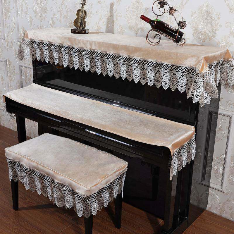 钢琴罩防尘罩盖布简奢布约现代北风轻蕾丝欧电子琴巾钢琴半罩TB63