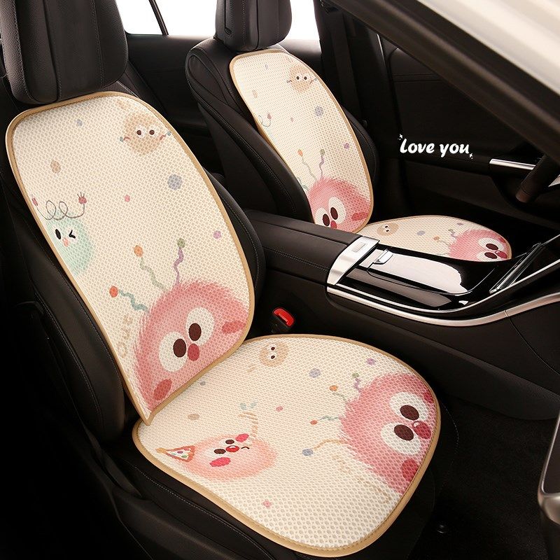 卡通汽车坐垫可爱女生透气薄款座套夏天通风车内装饰凉垫四季通用