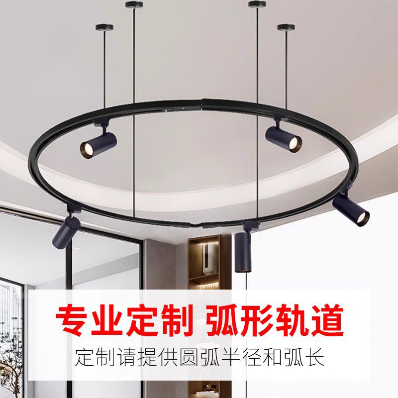 两线弧形轨道条LED射灯展厅铝材铜芯 加厚三线圆形椭圆定制导轨灯,家装灯饰光源,明装射灯,淘宝优惠券,粉丝福利购,淘宝优惠卷