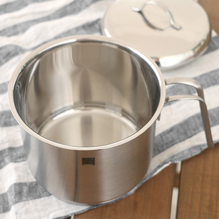 304不锈钢奶锅14cm热奶面条小锅弯柄泡面锅燃气电磁加厚复底猪油