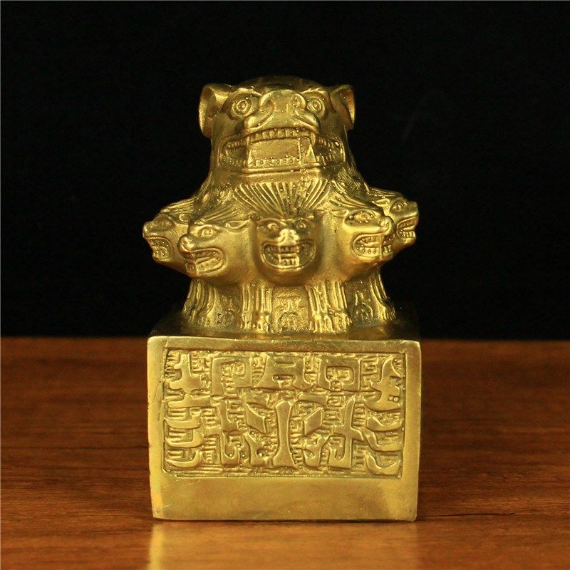 纯铜艺术品九头狮子印玺官印印绶家居装饰工艺品桌面办公室摆放