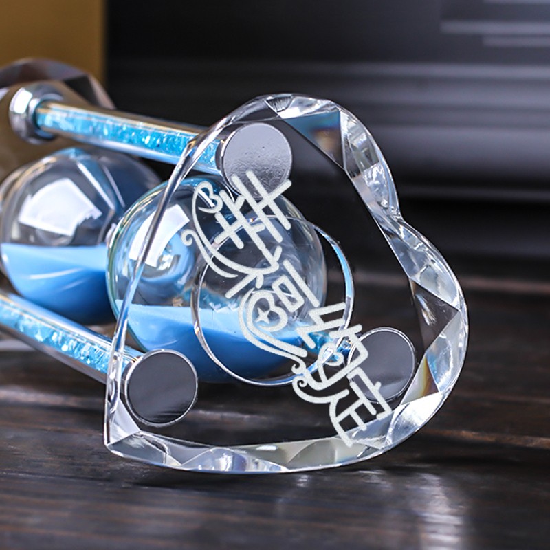 水晶沙漏计时器儿童15/30分钟时间防摔创意家居摆件小生日礼物女