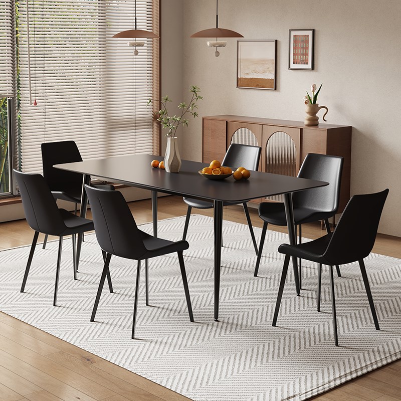 岩板餐桌椅组合现代简约轻奢w小户型饭厅家用长方形意式极简吃饭