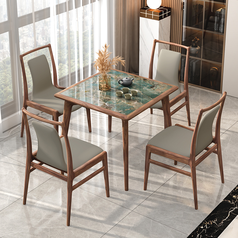 新中式实木c方桌子正方形家用阳台茶桌 小户型轻奢岩板餐桌八仙桌