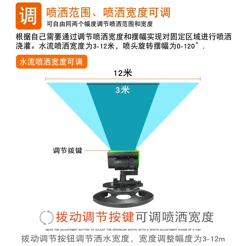 草坪绿化自动旋转摇摆式洒水器浇花喷头桥梁养护园林灌溉浇水神器