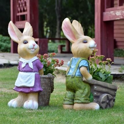 兔子花盆动物室外大号创意别墅装饰户外幼儿园小区景观装饰大摆件