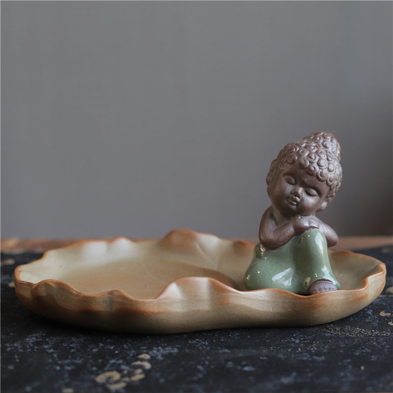 苔藓球室内绿植陶瓷花盆托盘底座禅意F摆件茶宠小菩萨四不和尚沙