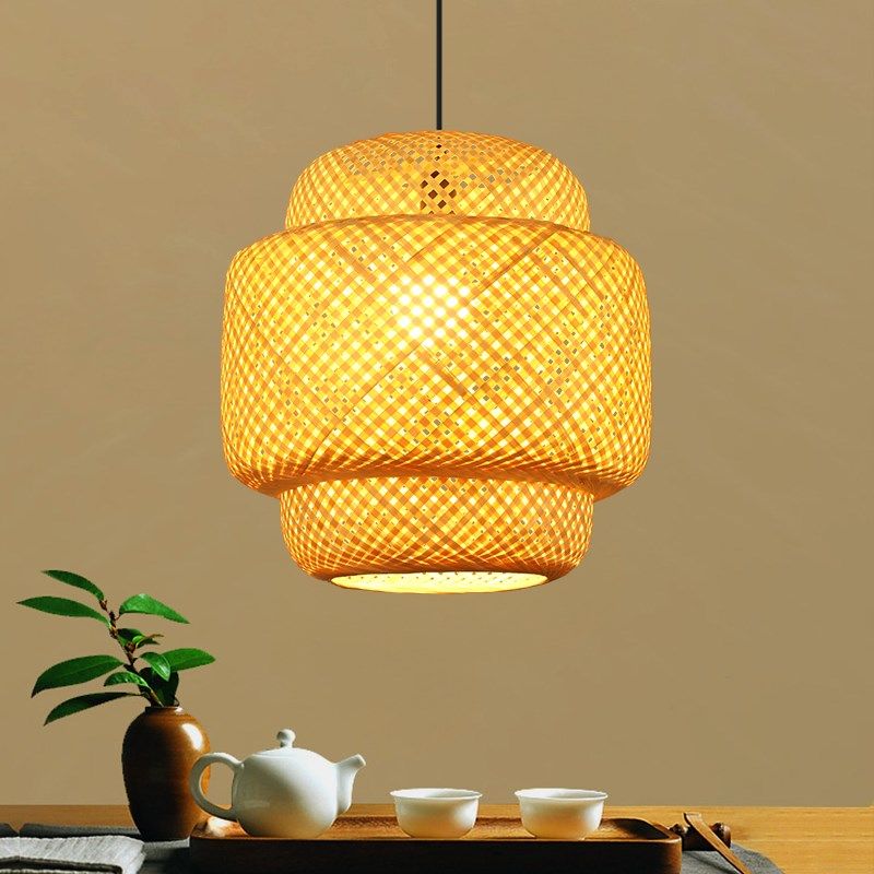 日式竹编灯笼灯禅意茶q室火锅店民宿商铺超市家用卧室客厅竹艺吊