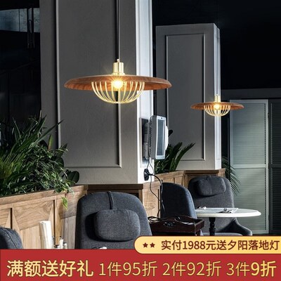 居尚灯饰侘寂风中古餐厅吊灯丹麦简约现代实木客厅吧台餐桌吊灯