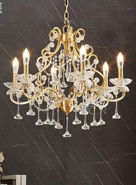 SY浪漫花海全铜水晶吊灯欧美法式复古别墅客厅餐厅公主房卧室灯