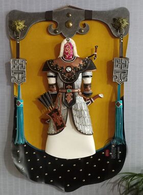蒙古皮画蒙古元素成吉思汗装饰画蒙古包饭店墙壁画立体挂画民族风