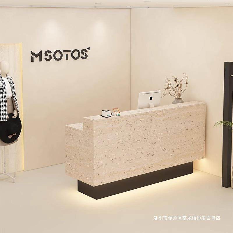 洞石纹收银台服装店女装店铺小型吧台桌带灯美发前台简约现代,电子元器件市场,其它元器件,淘宝优惠券,粉丝福利购,淘宝优惠卷
