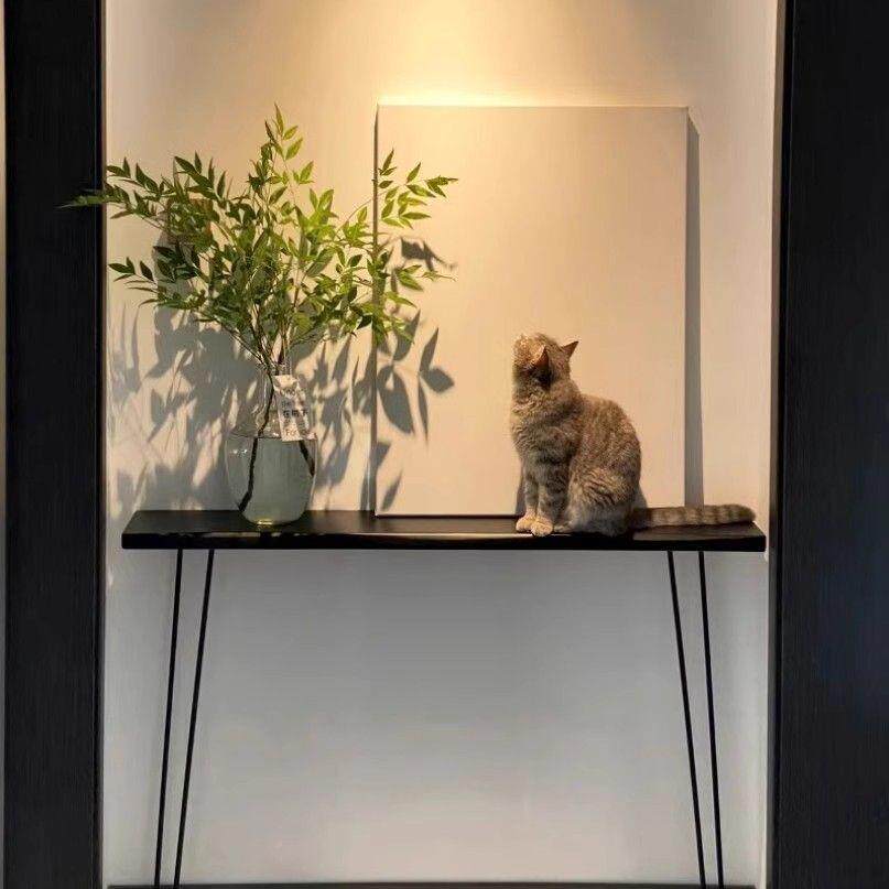 玄关简桌美式复古实木铁约柜MMW艺条案台边桌窄长条几墙边靠墙窄