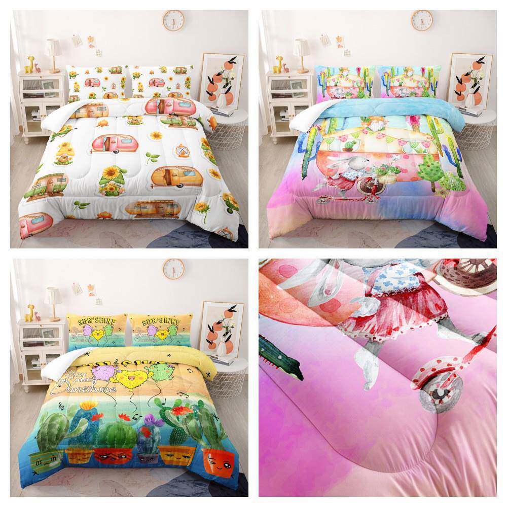 羽丝棉被子可爱插画仙人掌植物被芯直销胖被外贸