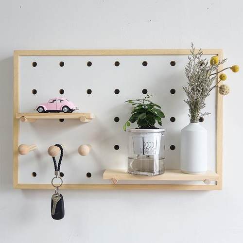 电表箱遮丑洞洞板原木风家居墙壁装饰实木置物架木质洞洞板收纳架