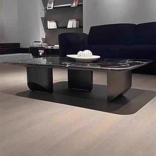 意式极简现代客厅家用不锈钢天然大理石悬浮长方形茶几小户型茶桌