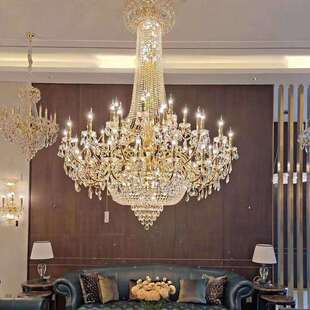 欧式水晶吊灯别墅客厅金色大吊灯奢华酒店宴会厅装饰铁艺水晶灯具