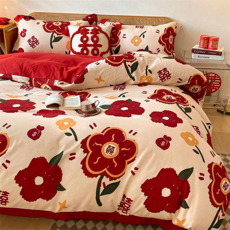 结婚床上用品四件套婚庆大红色婚房喜被磨毛床单被罩婚礼陪嫁被套,模玩/动漫/周边/娃圈三坑/桌游,模型制作工具/辅料耗材,淘宝优惠券,粉丝福利购,淘宝优惠卷