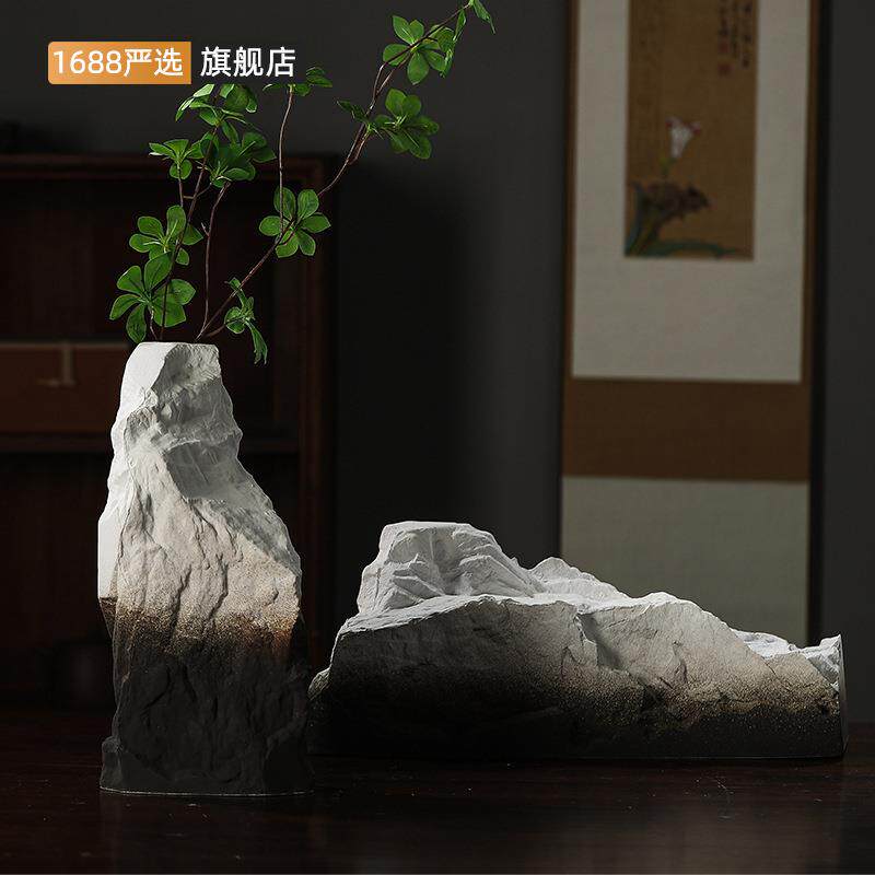 景德镇陶瓷摆件笔架影青笔搁山形毛笔架山丘文房四宝白瓷工艺品
