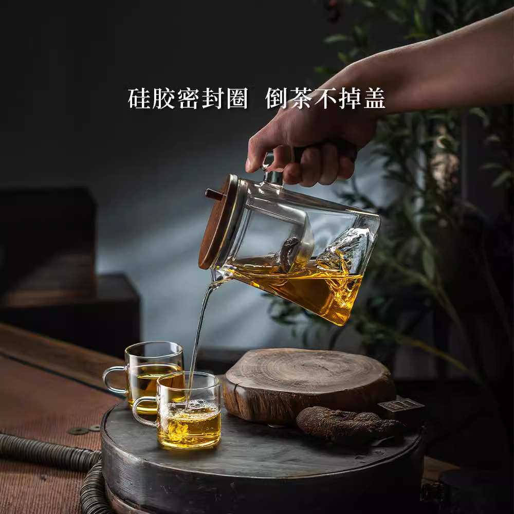 高硼硅玻璃内胆泡茶壶飘逸杯一键过滤按压高端茶水分离聪明泡茶壶