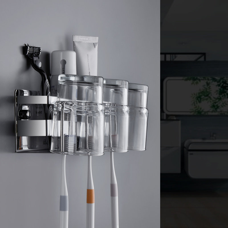 电动牙刷置物架不锈钢卫生间壁挂式儿童牙刷杯架套装浴Z室放牙膏