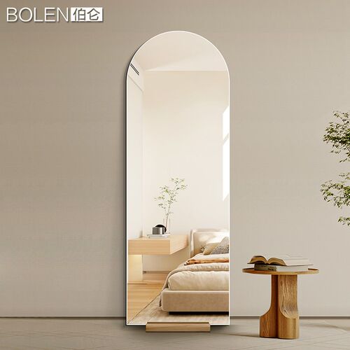 BOLEN 实木底座穿衣镜家用拱门全身镜子入户玄关装饰镜落地试衣镜