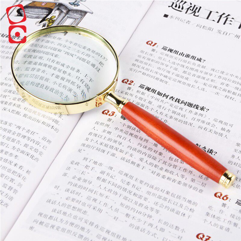包邮博采20倍手持铜圈红木放大镜20倍老人阅读儿童观察维修鉴定镜