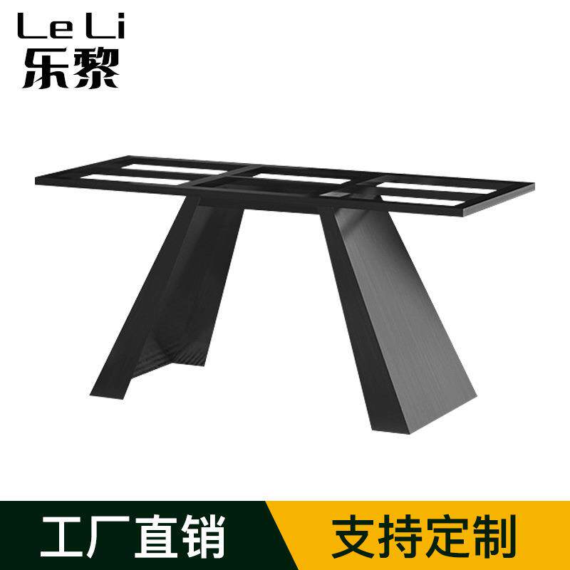 意式现代简约不锈钢岩板餐台酒店别墅客厅人造天然大理石餐桌腿