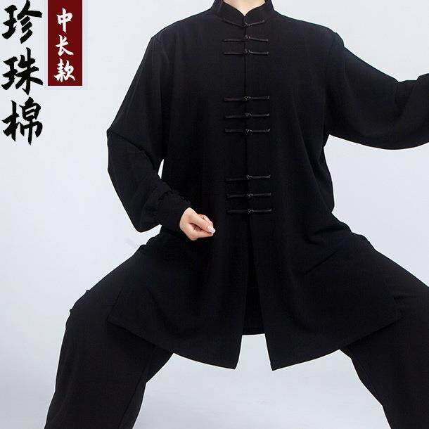 新款太极服女新款太极拳练功服男八段锦武术套装弹力棉中长款