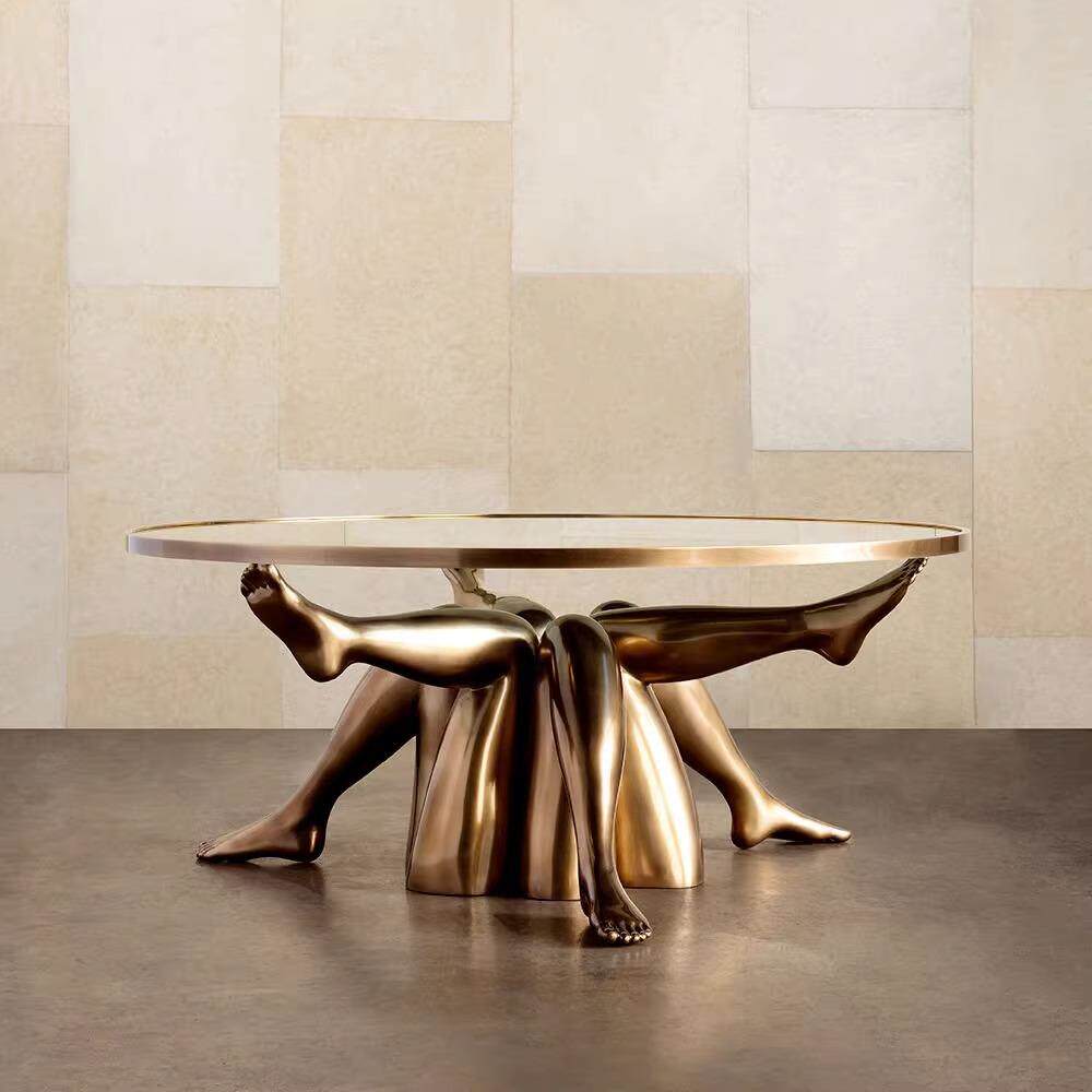 艺术轻奢玻璃钢手掌边几钢化玻璃美人腿客厅茶几样板房设计师家具