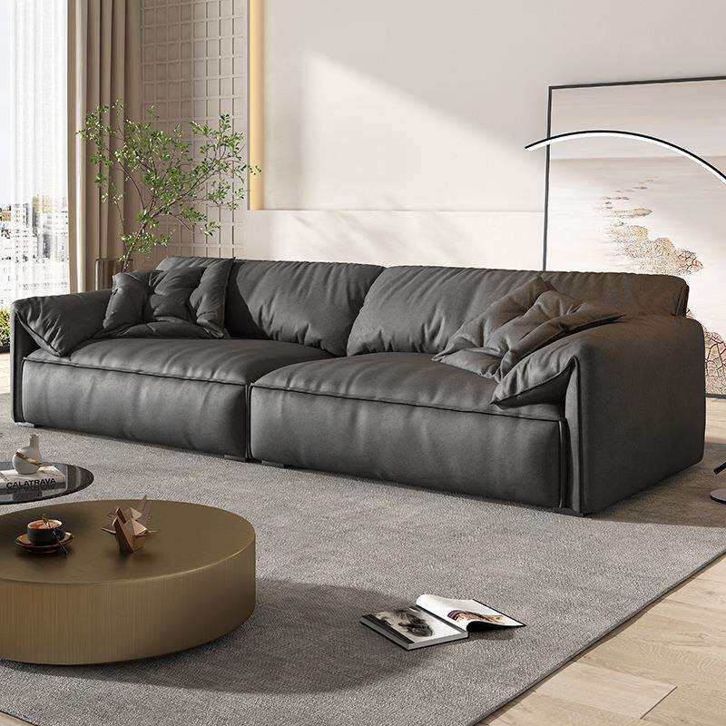 大象耳朵布艺直排三人沙发客厅家用意式极简约大小户型奶油风沙发