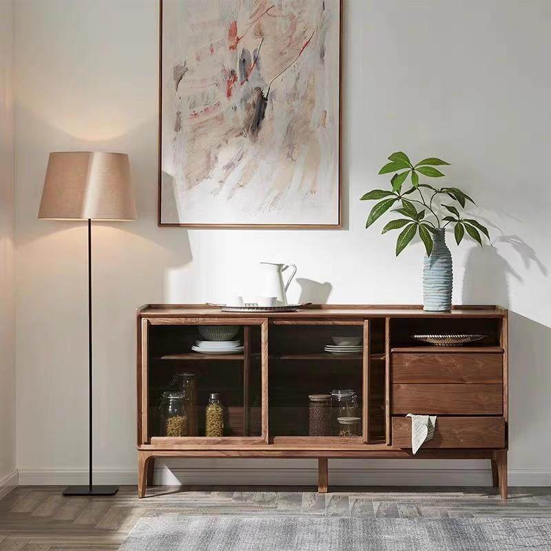 现代简约全实木黑胡桃木餐边柜北欧餐厅碗蝶柜樱桃木储物收纳柜,纺织面料/辅料/配套,纺织机械配件,淘宝优惠券,粉丝福利购,淘宝优惠卷