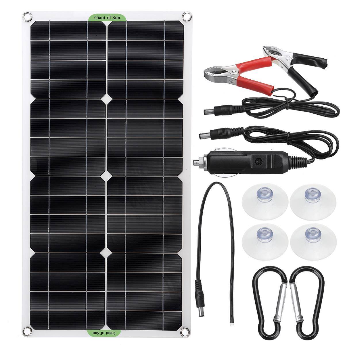 单晶太阳能板套装控制器登山扣充电汽车电瓶电商18V12V