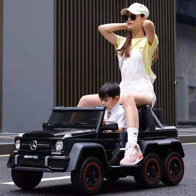 儿童大号六轮可坐电动越野汽车双驱四驱带摇控宝宝早教玩具车