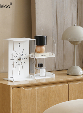 Mandelda入户玄关摆件时钟置物收纳架客厅桌面座钟创意钟表装饰品