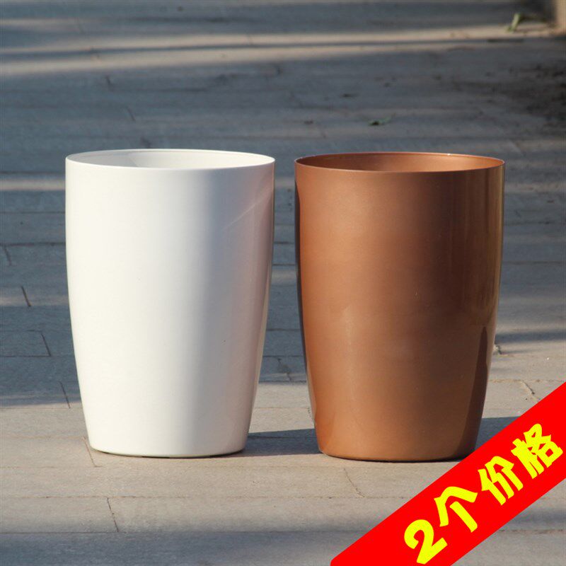 无孔加高租摆塑料花盆家用客厅酒店圆形大号兰花绿植盆栽简约盆