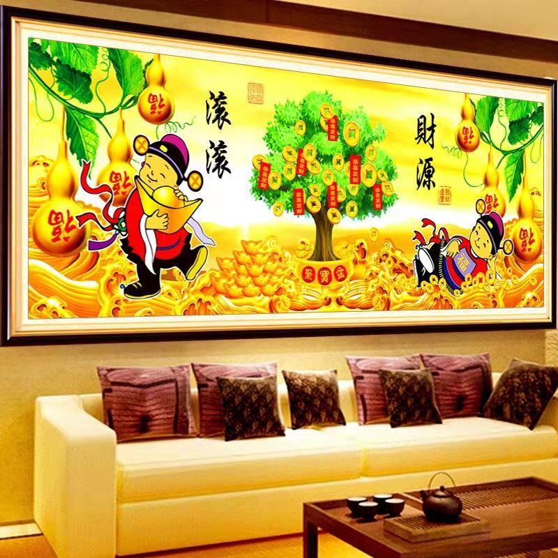 5d十字绣钻石画客厅满钻发财摇钱树财源滚滚贴钻招财进宝生意兴隆