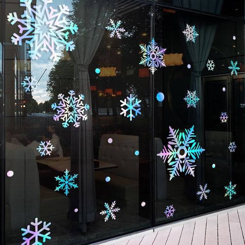 圣诞节装饰雪花贴窗花万圣节布置店铺玻璃门贴纸橱窗氛围装扮贴画