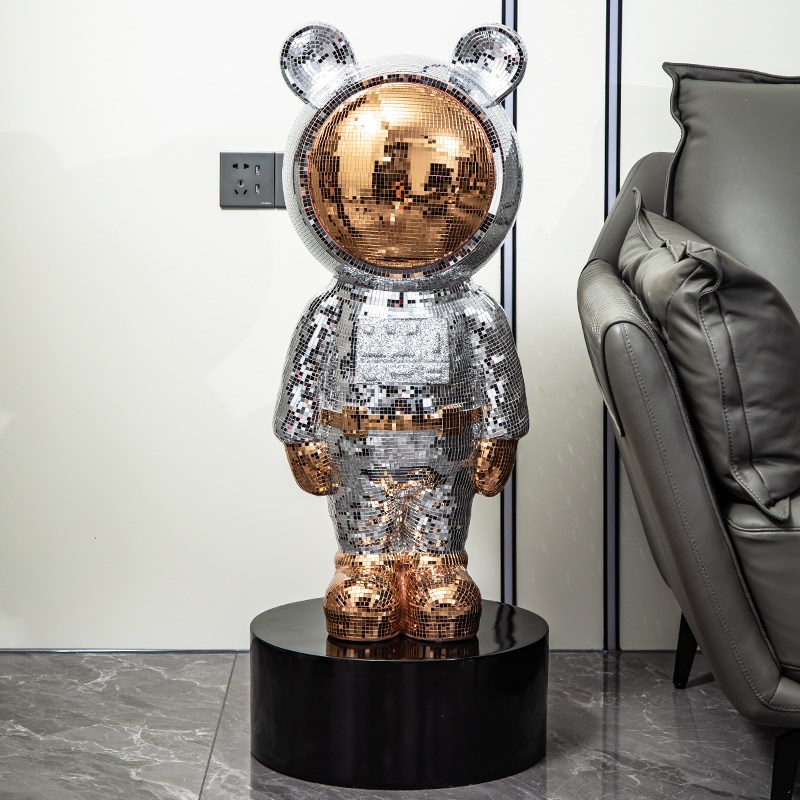 太空熊落地装饰品客厅电视柜沙发旁暴力熊托盘样品房店铺大摆件