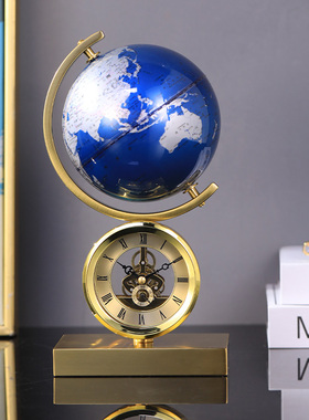 轻奢高级感地球仪座钟摆件办公室书房客厅装饰品送乔迁礼毕业礼物