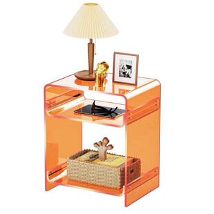 家矩直供亚克力边桌形层1端桌3唱机桌带储厂物架透明侧桌床头柜