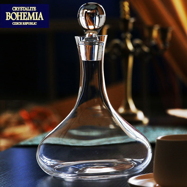 捷克进口BOHEMIA水晶玻璃带盖塞洋酒瓶XO酒樽红葡萄酒分酒醒酒器