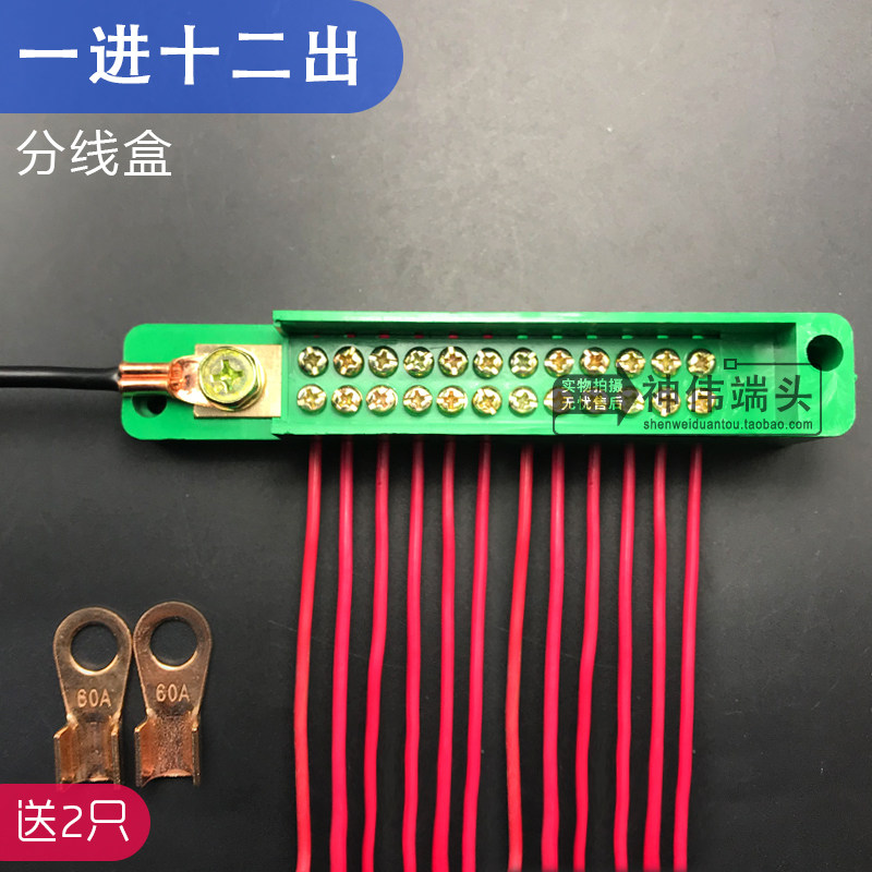 单极一进十二出接线端子排配电箱十二表户接线盒接线柱电线分线器 - 实物图