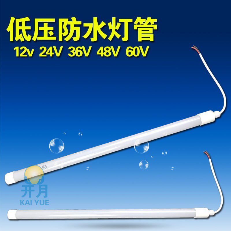 低压灯管12v24v36v48v直流U交流冷柜夜市船井led防水日光管户外