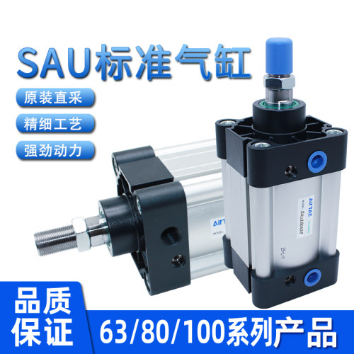SAU亚德客型标准气缸63/80/100X25X50X75X100X150X200S压力气推缸