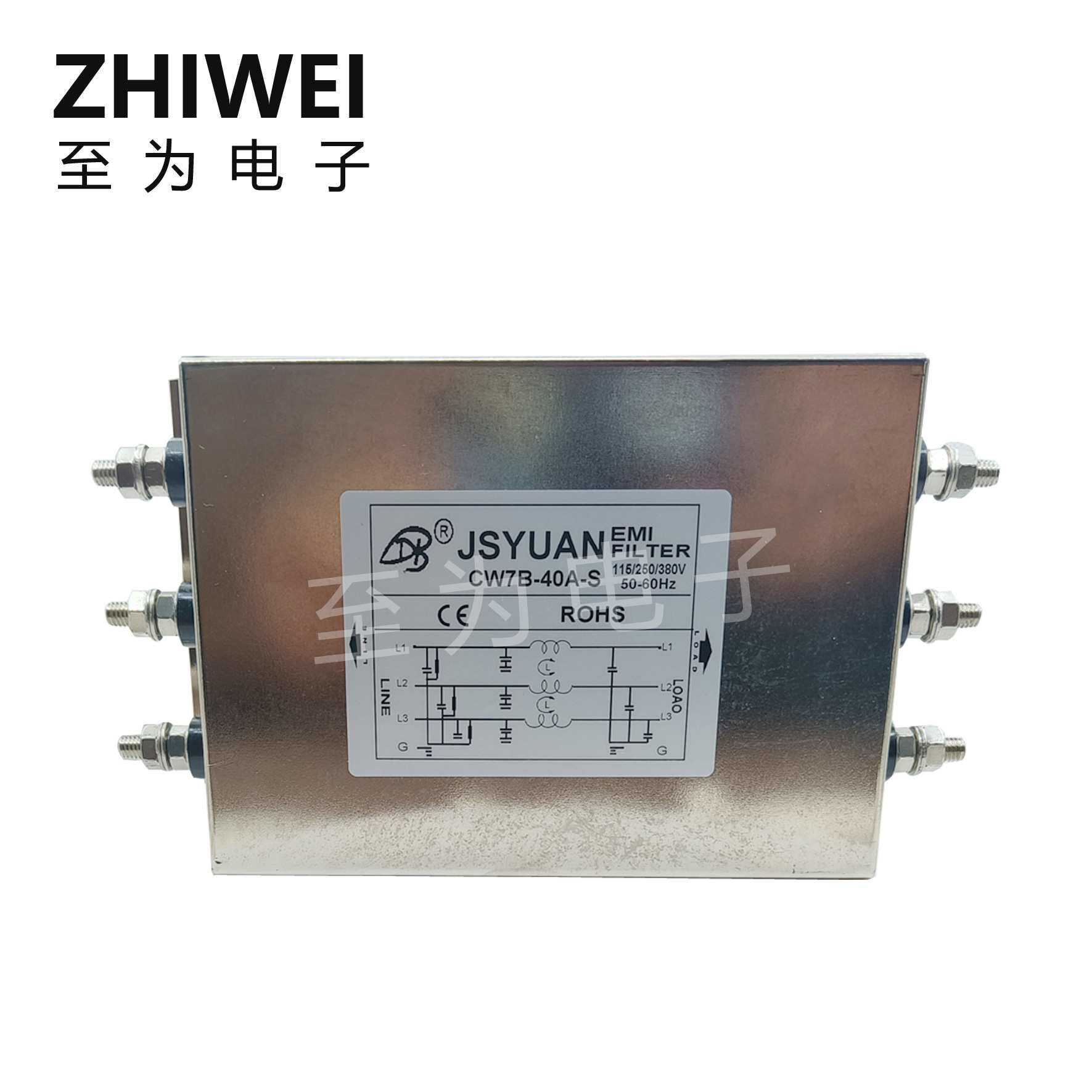 三相三线电源滤波器CW7B-40A-R 端子台导轨式40A滤波器