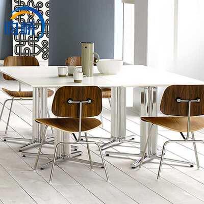 LCW/DCW伊姆斯高矮脚全木凳简约现代实木弯板餐椅子金属脚休闲椅