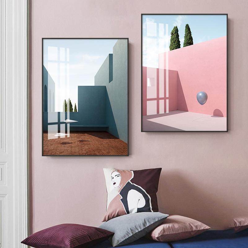 莫兰迪色客厅装饰画北欧家居彩色建筑民宿现代文艺复古风装修挂画,模玩/动漫/周边/娃圈三坑/桌游,模型制作工具/辅料耗材,淘宝优惠券,粉丝福利购,淘宝优惠卷