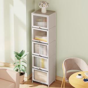 实木极窄书书柜架置架组合柜白色简子约轻无品牌/奢落地物客厅柜