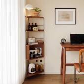 实三中古风转角柜金属木落地置物架书角柜小户型墙角架柜231角展